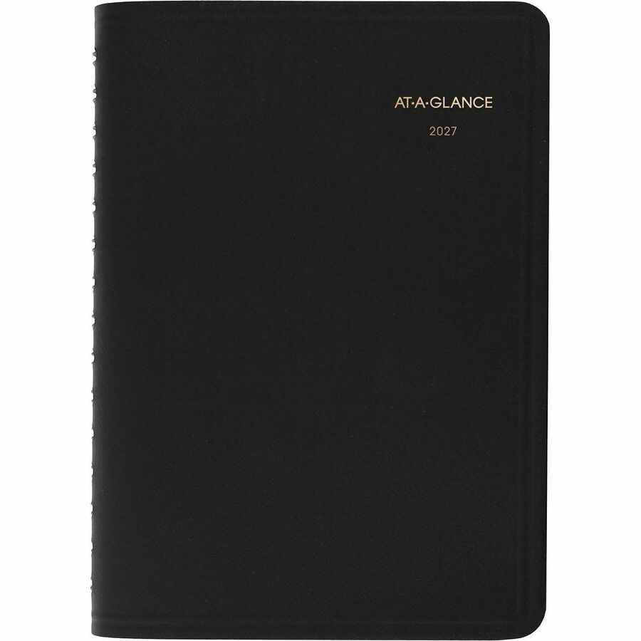 Daily Appointment Book with 15-Minute Appointments, One Day/Page: Mon to Sun, 8 x 5, Black Cover, 12-Month (Jan to Dec): 2024