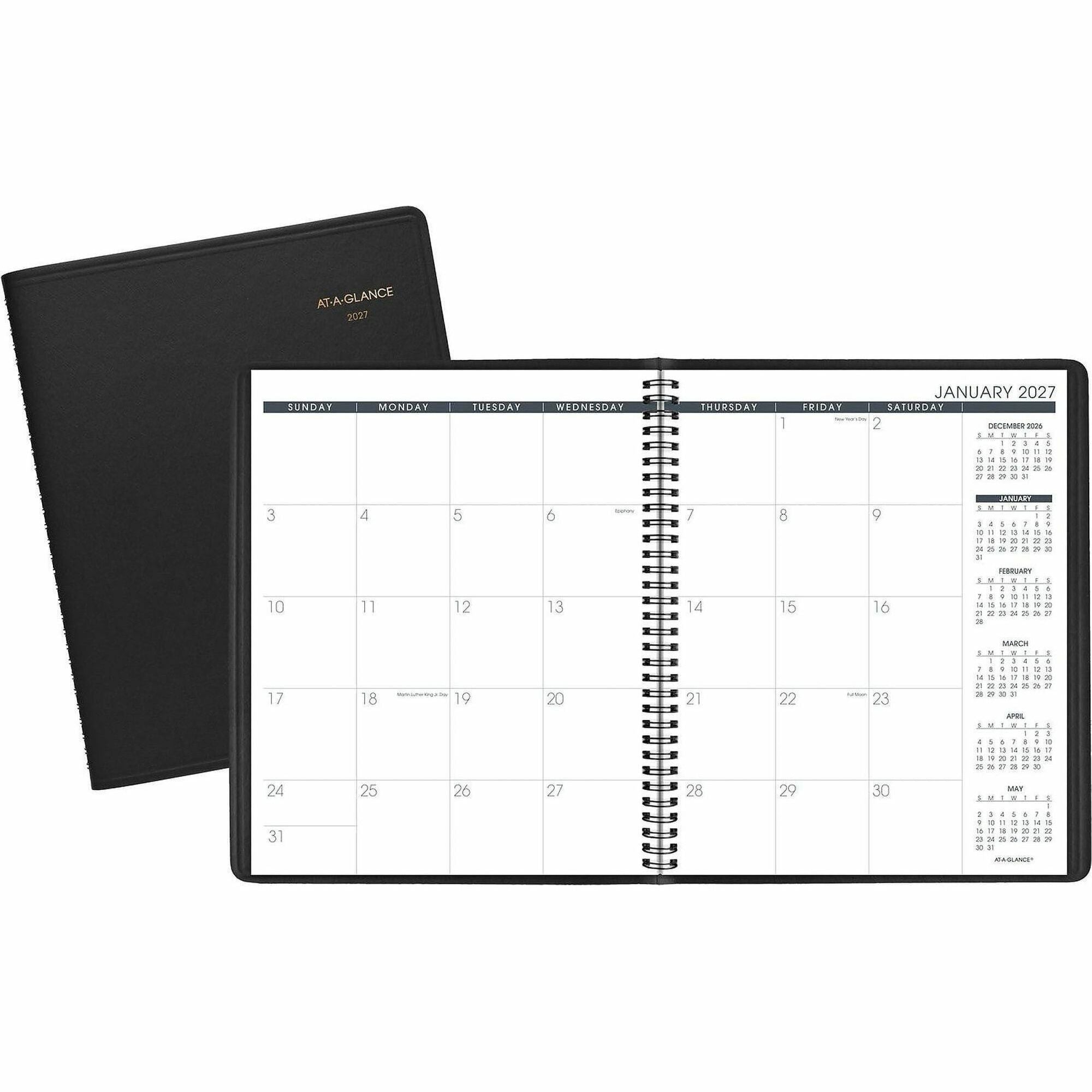 Monthly Planner, 11 x 9, Black Cover, 15-Month (Jan to Mar): 2024 to 2025