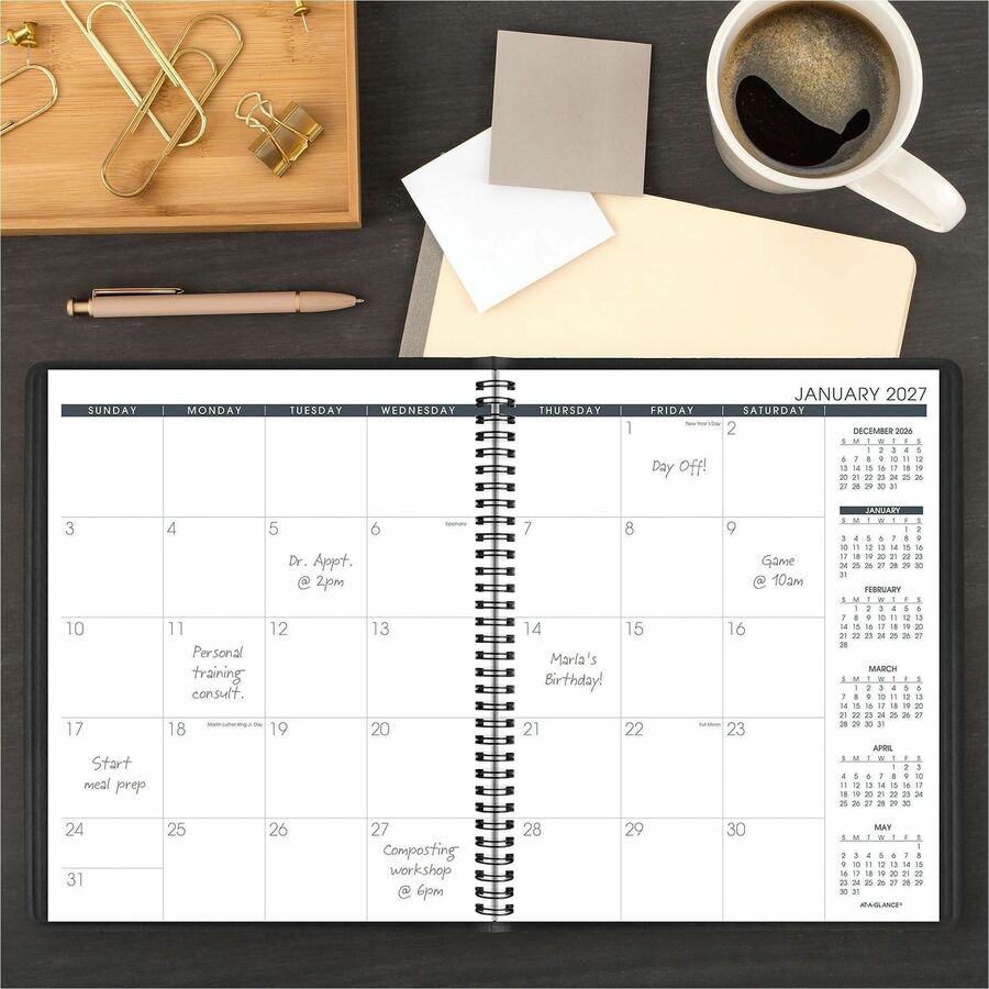 Monthly Planner, 11 x 9, Black Cover, 15-Month (Jan to Mar): 2024 to 2025