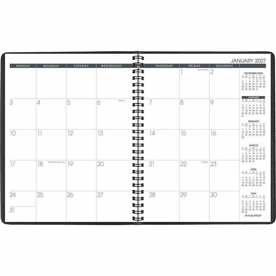 Monthly Planner, 8.75 x 7, Black Cover, 12-Month (Jan to Dec): 2024