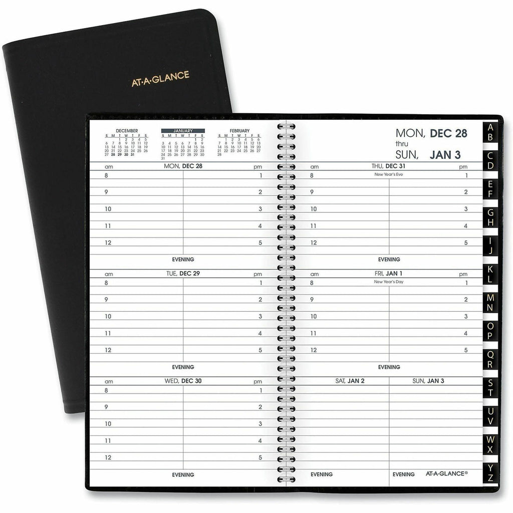 Compact Weekly Appointment Book, 6.25 x 3.25, Black Cover, 12-Month (Jan to Dec): 2024