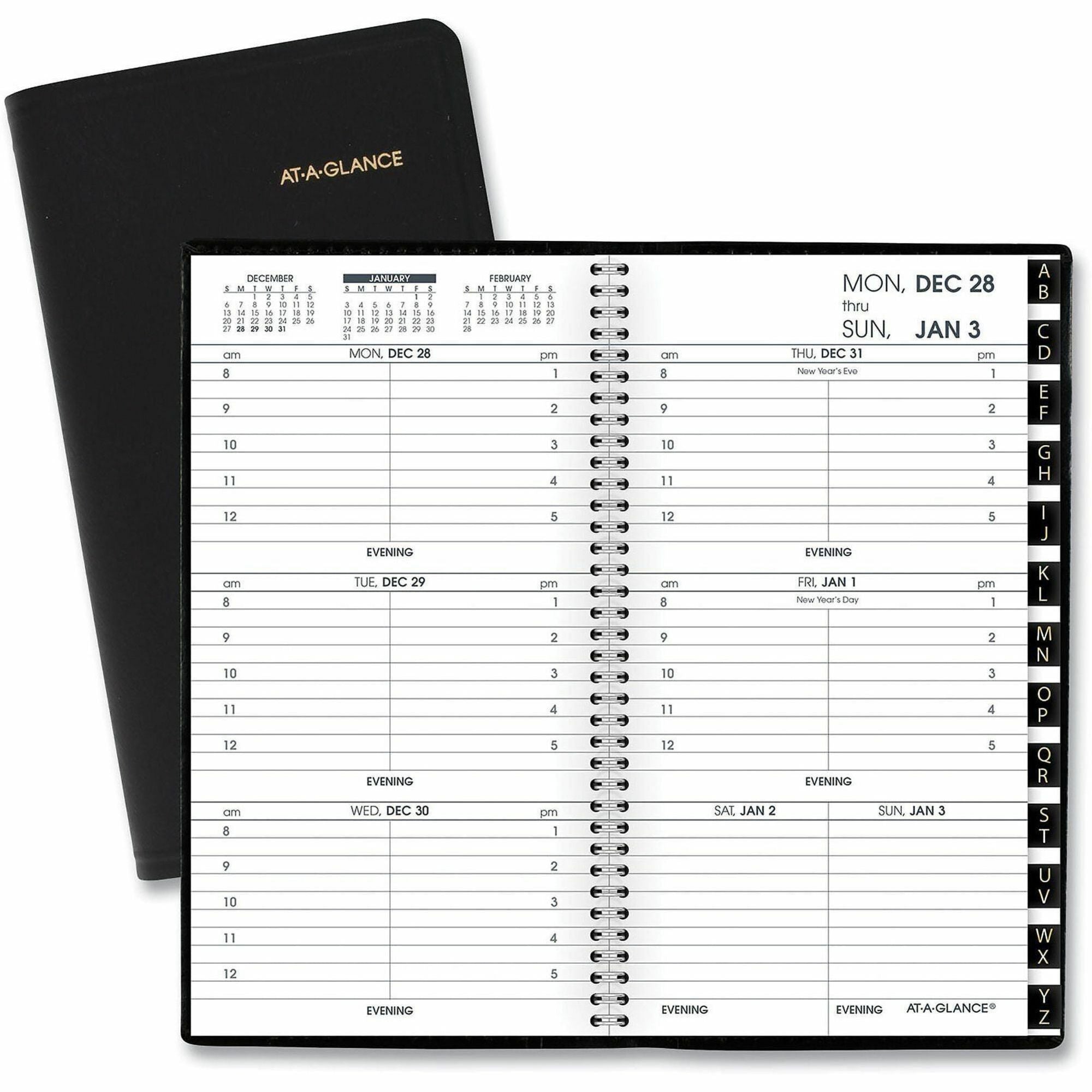 Compact Weekly Appointment Book, 6.25 x 3.25, Black Cover, 12-Month (Jan to Dec): 2024