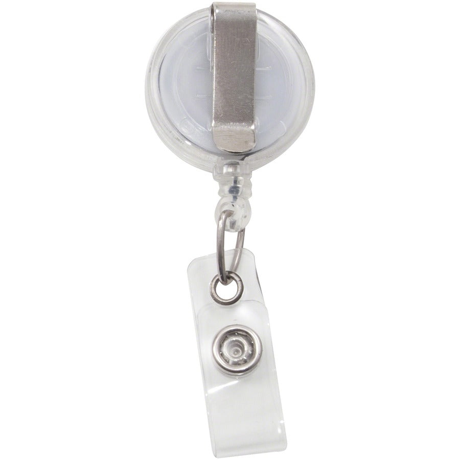 Translucent Retractable ID Card Reel, 30" Extension, Clear, 12/Pack