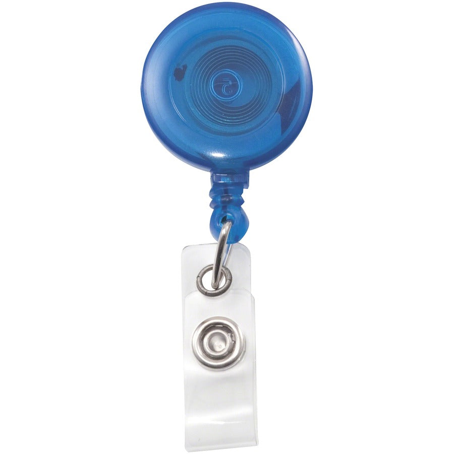 Translucent Retractable ID Card Reel, 30" Extension, Blue, 12/Pack