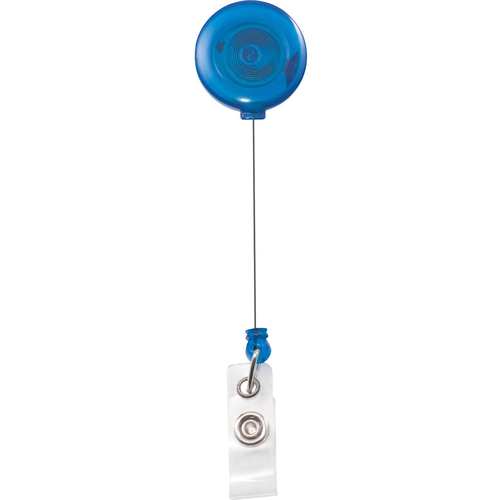 Translucent Retractable ID Card Reel, 30" Extension, Blue, 12/Pack