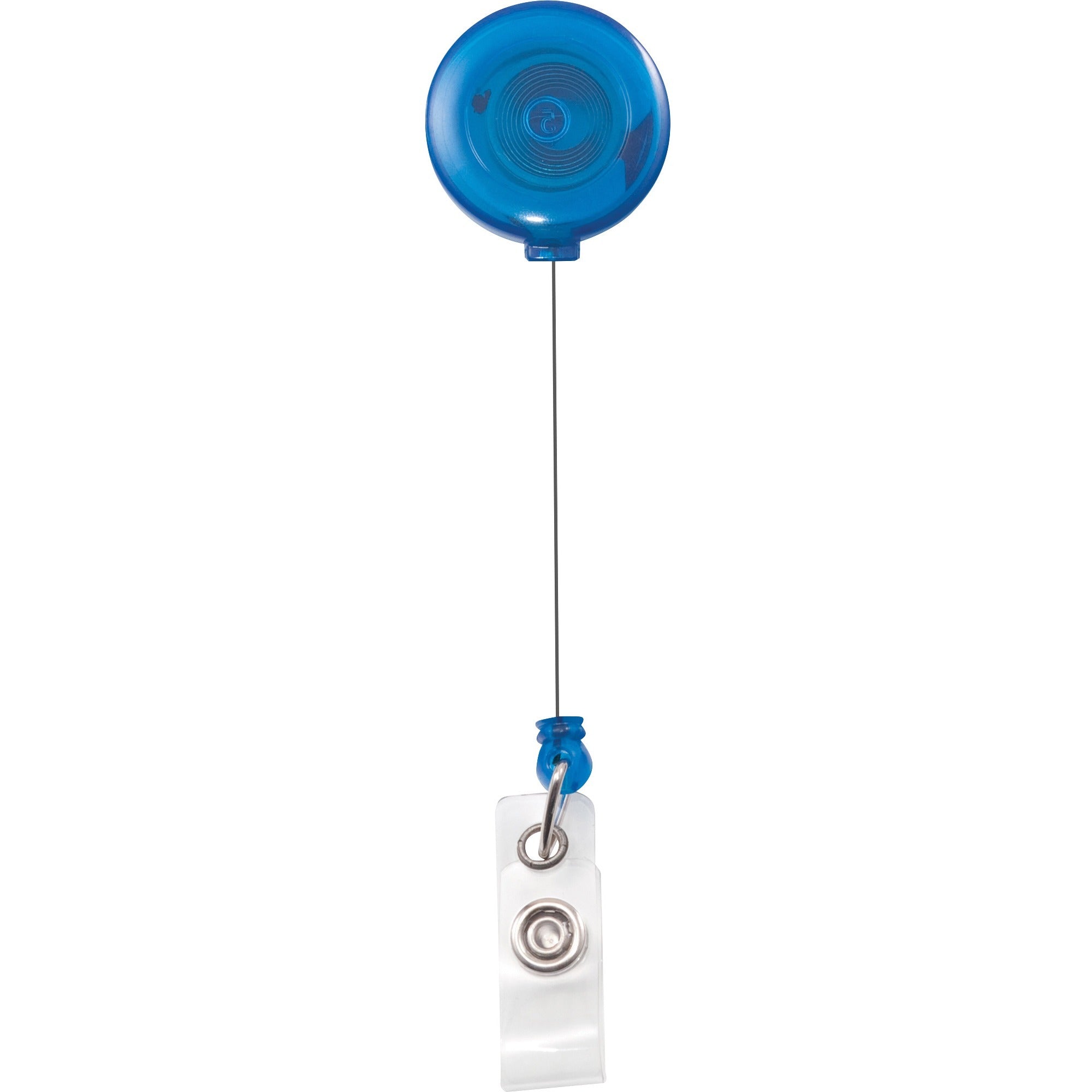 Translucent Retractable ID Card Reel, 30" Extension, Blue, 12/Pack