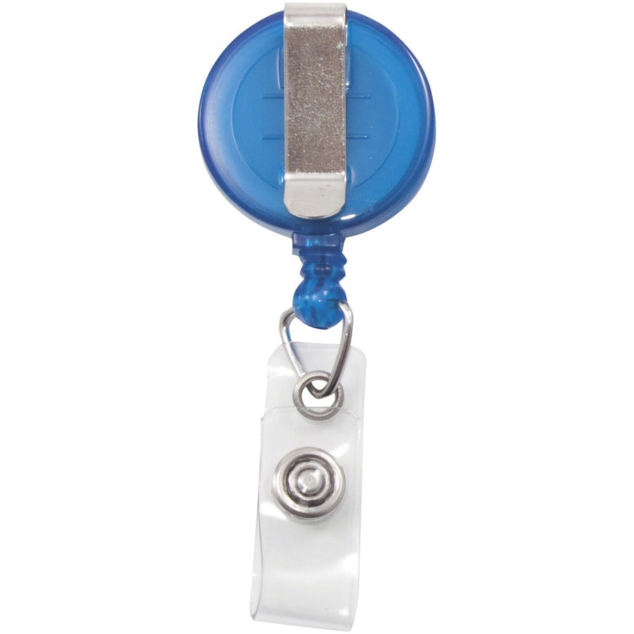 Translucent Retractable ID Card Reel, 30" Extension, Blue, 12/Pack