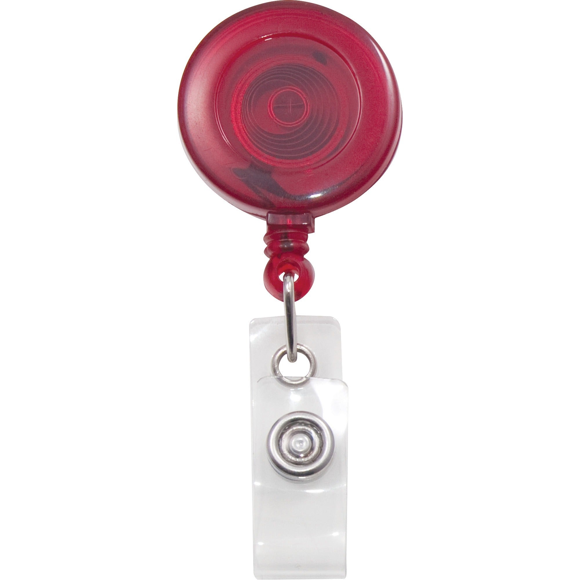 Translucent Retractable ID Card Reel, 30" Extension, Red, 12/Pack