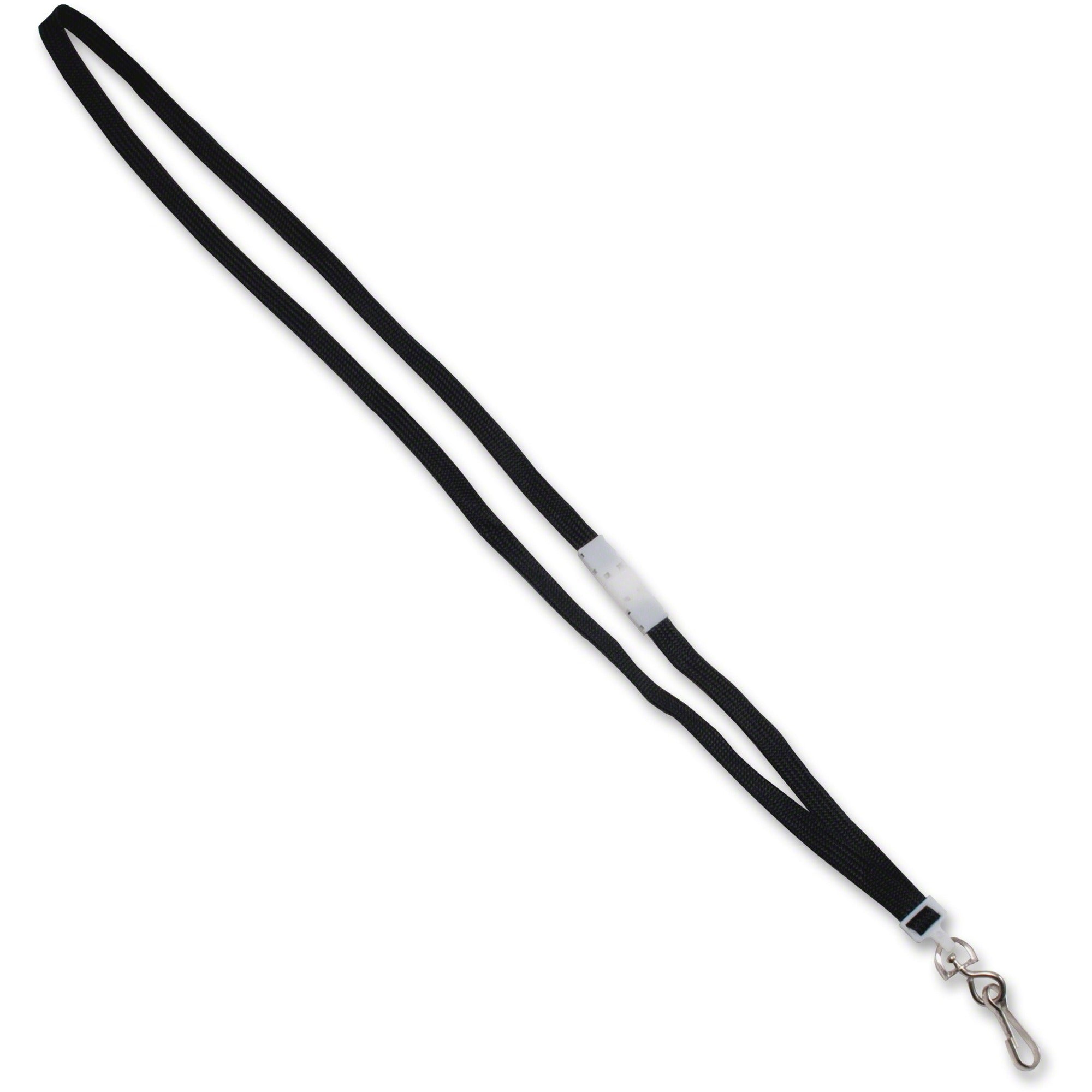 Deluxe Safety Lanyards, Metal J-Hook Style, 36" Long, Black, 24/Box