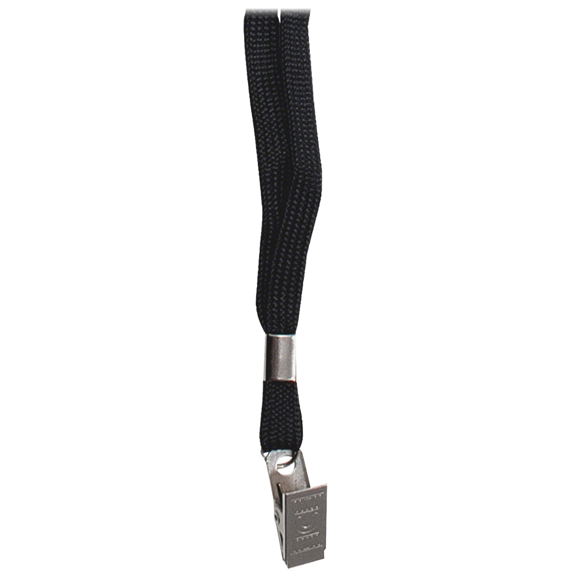 Deluxe Lanyards, Metal Clip Fastener, 36" Long, Black, 24/Box
