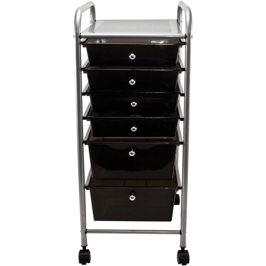 Portable Drawer Organizer, Metal, 1 Shelf, 6 Drawers, 13" x 15.38" x 32.13", Matte Gray/Smoke