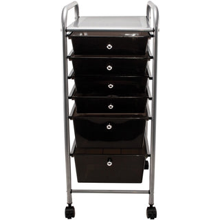 Portable Drawer Organizer, Metal, 1 Shelf, 6 Drawers, 13" x 15.38" x 32.13", Matte Gray/Smoke