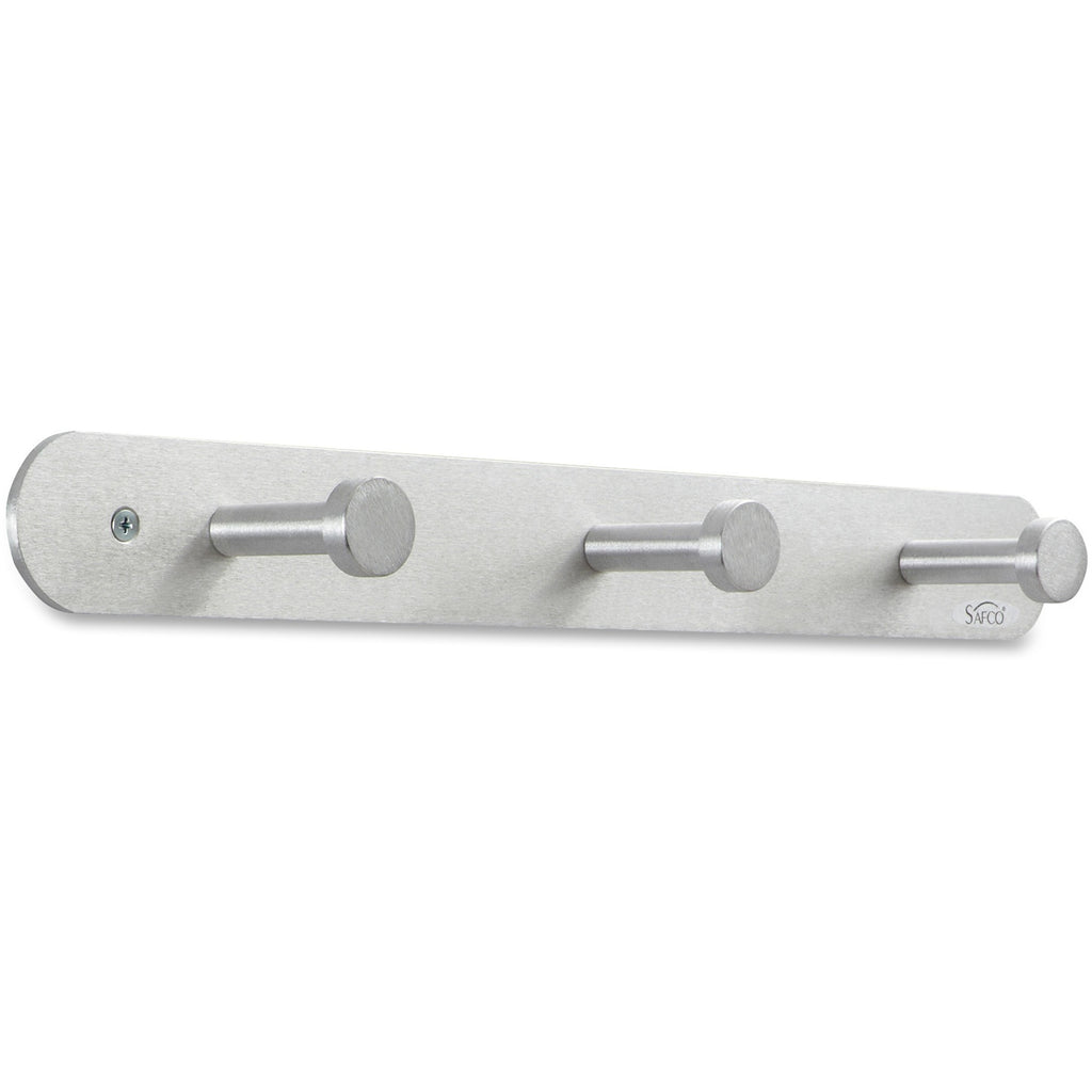 Nail Head Wall Coat Rack, Three Hooks, Metal, 18w x 2.75d x 2h, Satin
