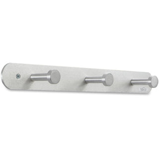 Nail Head Wall Coat Rack, Three Hooks, Metal, 18w x 2.75d x 2h, Satin