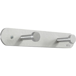 Nail Head Wall Coat Rack, Two Hooks, Metal, 12w x 2.75d x 2h, Satin
