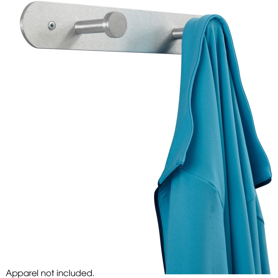 Nail Head Wall Coat Rack, Two Hooks, Metal, 12w x 2.75d x 2h, Satin