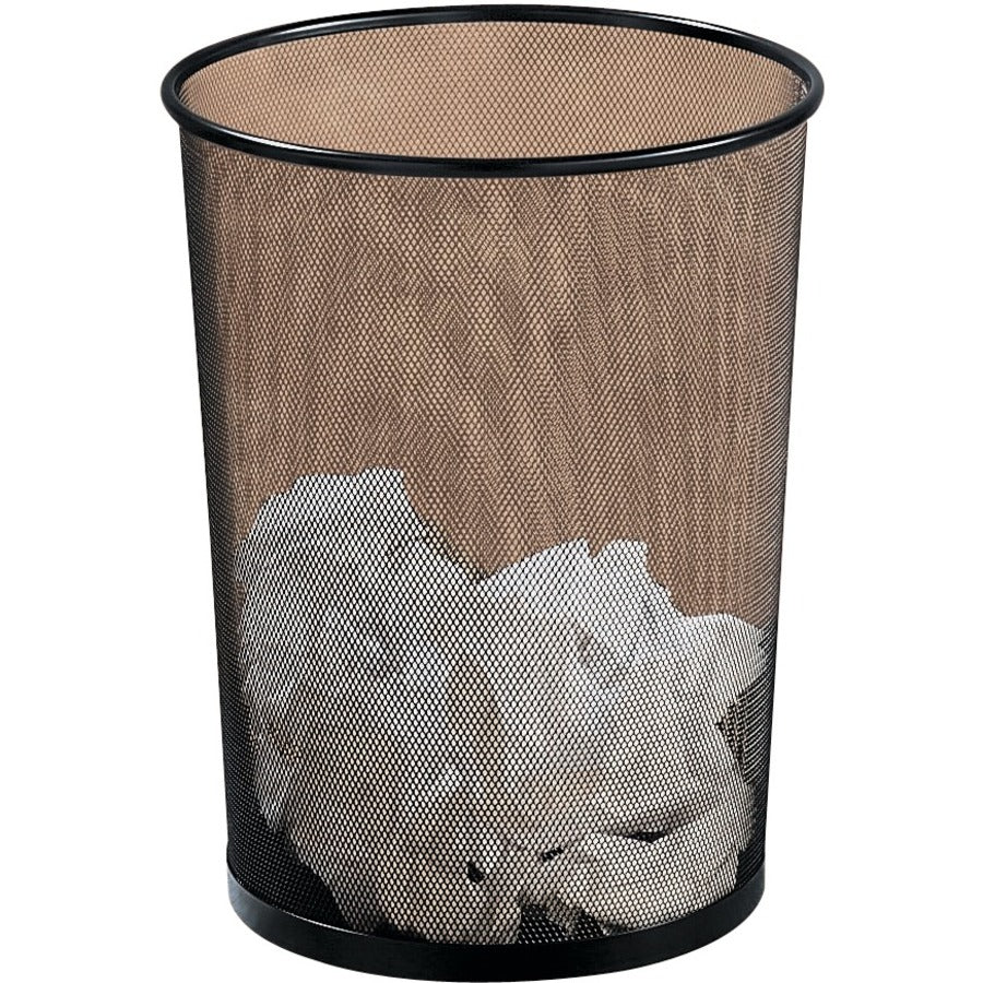 Mesh Round Wastebasket, 4.5 gal, Mesh, Black