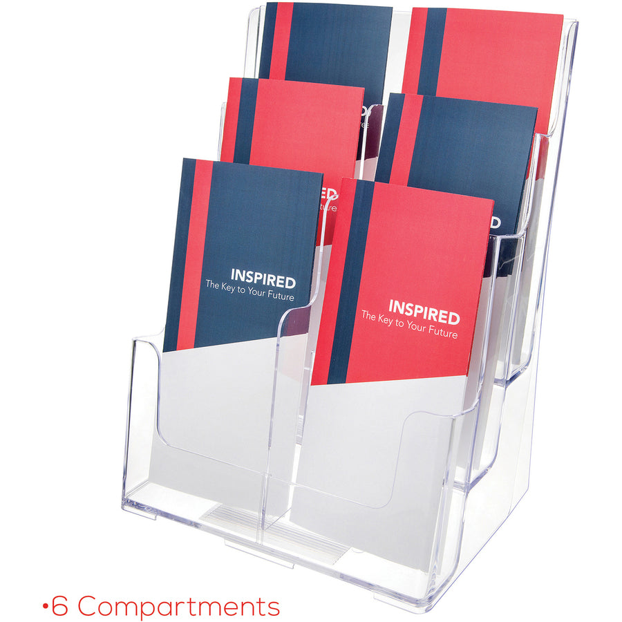 6-Compartment DocuHolder, Leaflet Size, 9.63w x 6.25d x 12.63h, Clear, Ships in 4-6 Business Days