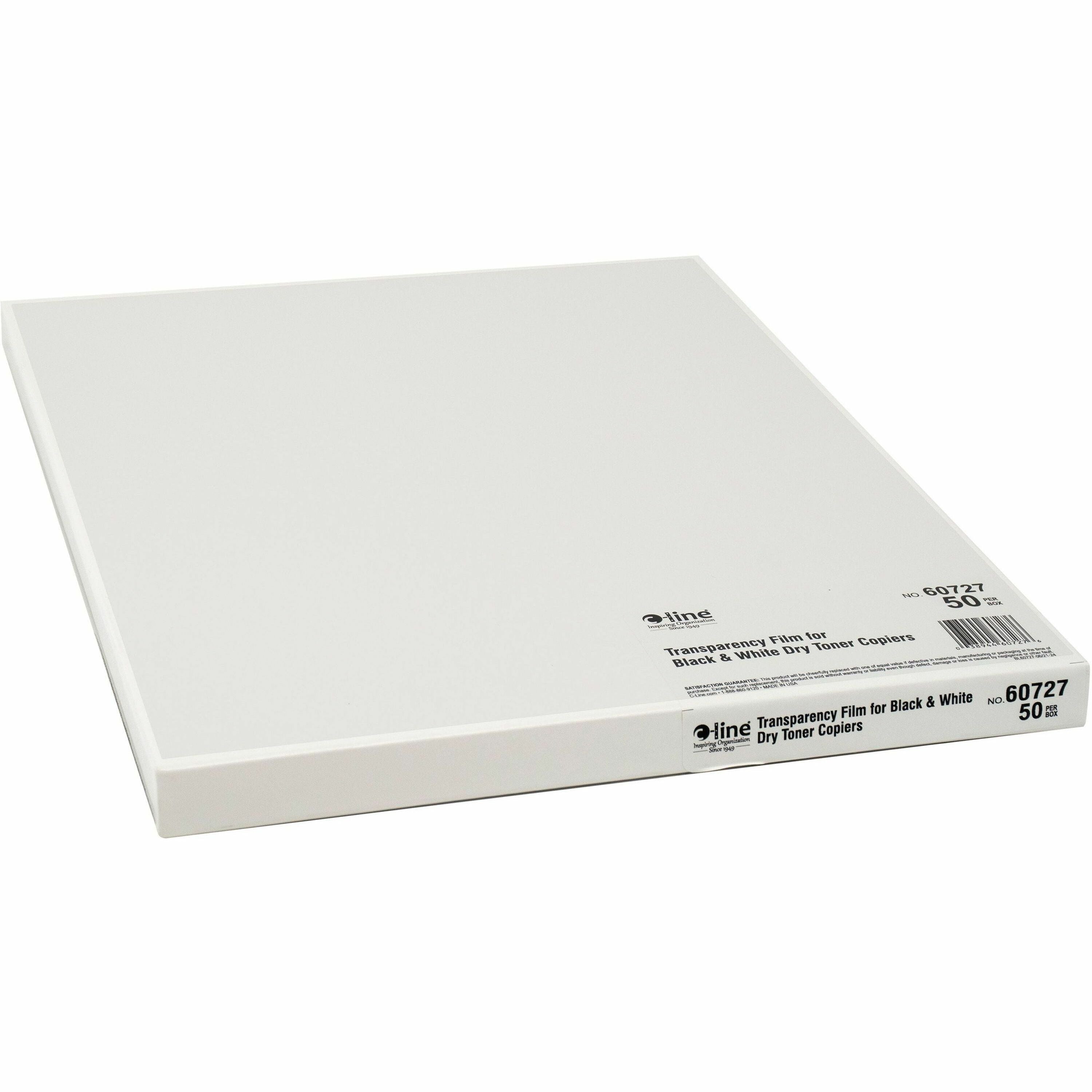 C-Line Plain Paper Copier Transparency Film - Clear, 8-1/2 x 11, 50/BX, 60727