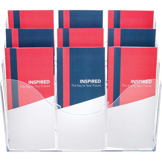 3-Tier Document Organizer w/6 Removable Dividers, 14w x 3.5d x 11.5h, Clear