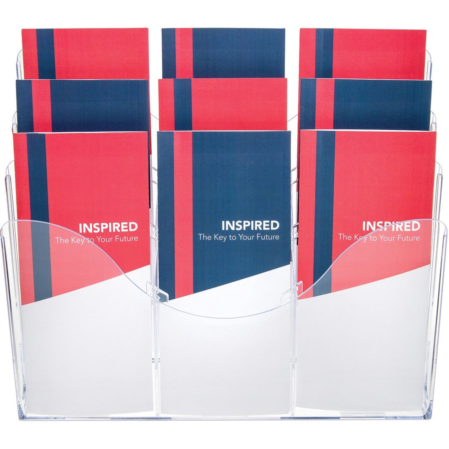 3-Tier Document Organizer w/6 Removable Dividers, 14w x 3.5d x 11.5h, Clear