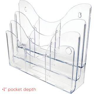 3-Tier Document Organizer w/6 Removable Dividers, 14w x 3.5d x 11.5h, Clear