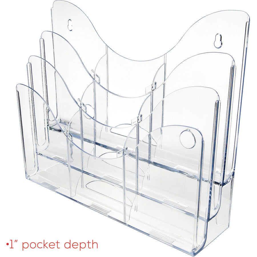 3-Tier Document Organizer w/6 Removable Dividers, 14w x 3.5d x 11.5h, Clear
