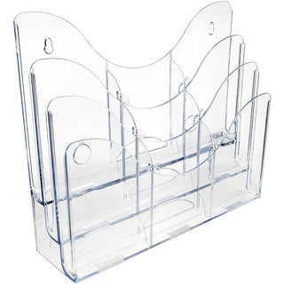3-Tier Document Organizer w/6 Removable Dividers, 14w x 3.5d x 11.5h, Clear