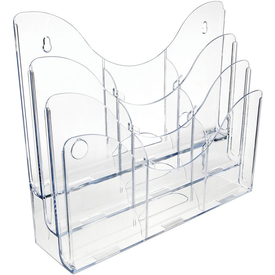 3-Tier Document Organizer w/6 Removable Dividers, 14w x 3.5d x 11.5h, Clear