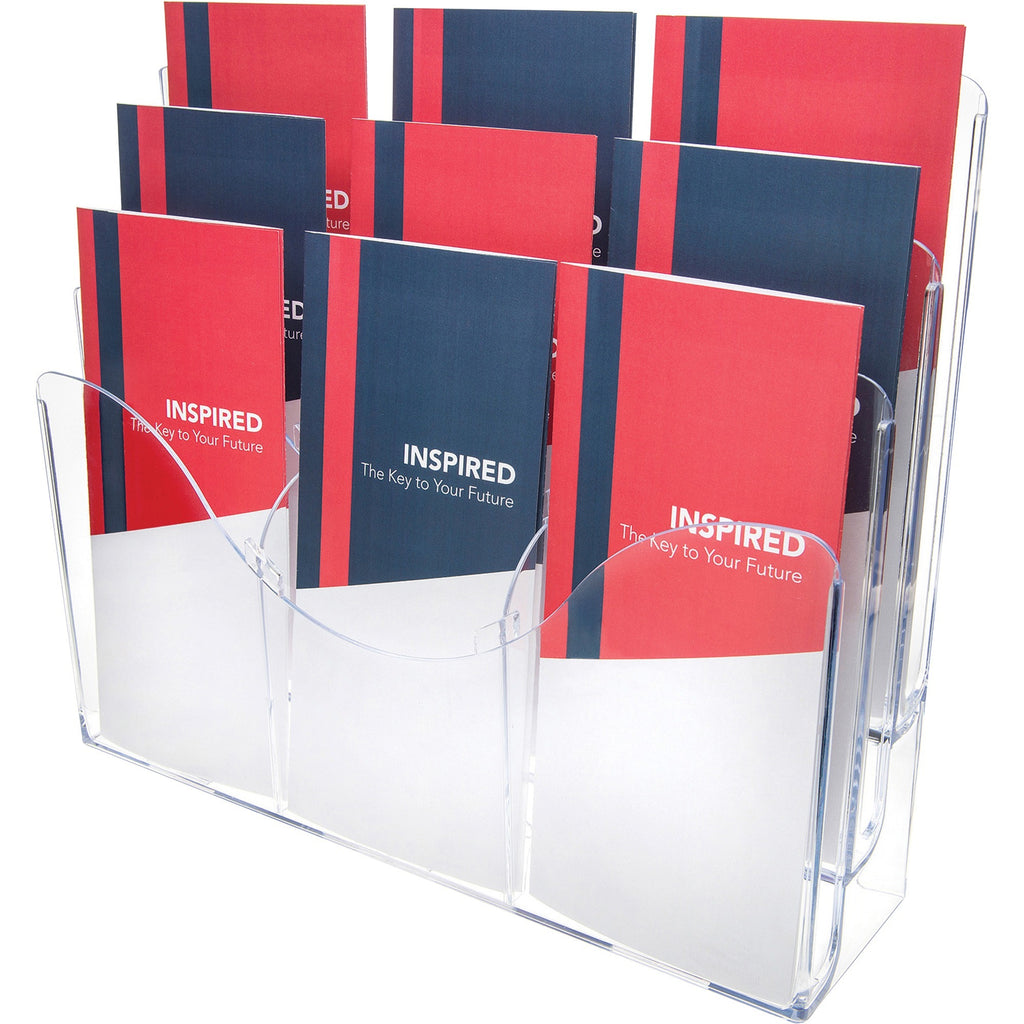 3-Tier Document Organizer w/6 Removable Dividers, 14w x 3.5d x 11.5h, Clear