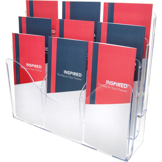 3-Tier Document Organizer w/6 Removable Dividers, 14w x 3.5d x 11.5h, Clear