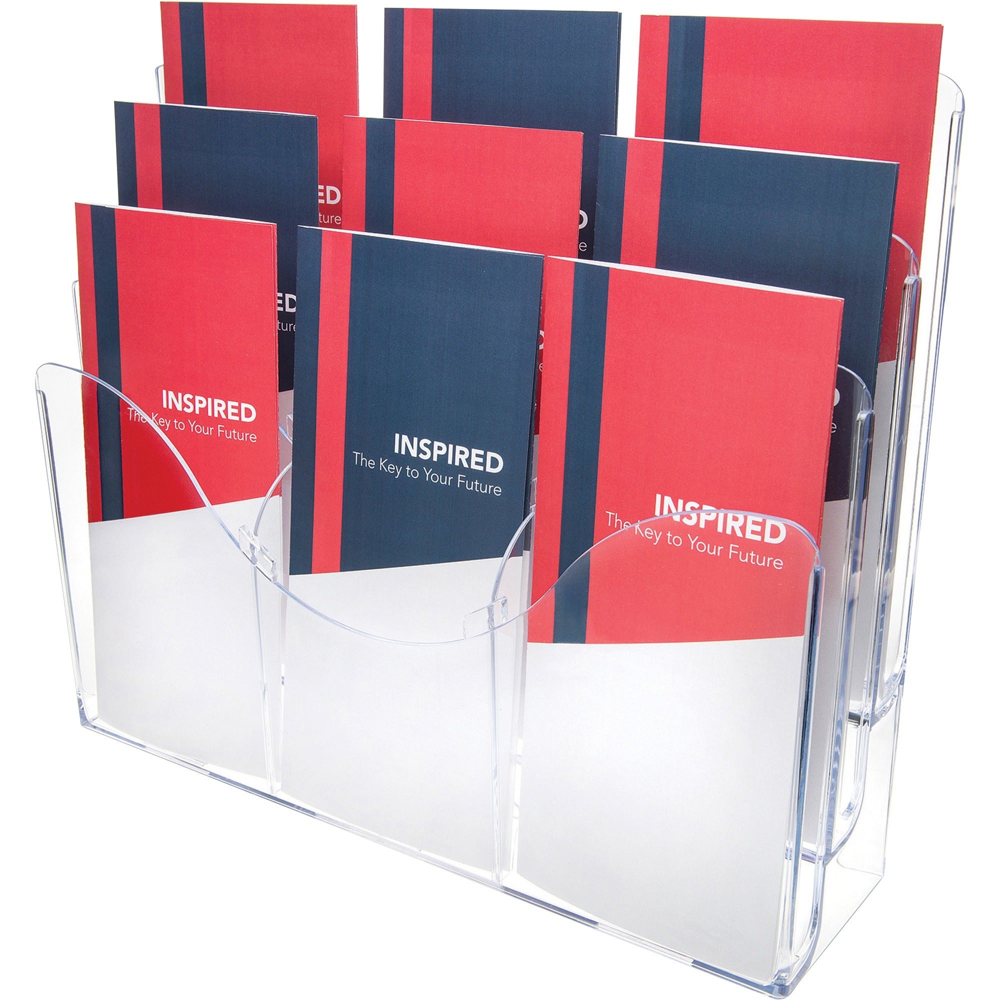 3-Tier Document Organizer w/6 Removable Dividers, 14w x 3.5d x 11.5h, Clear