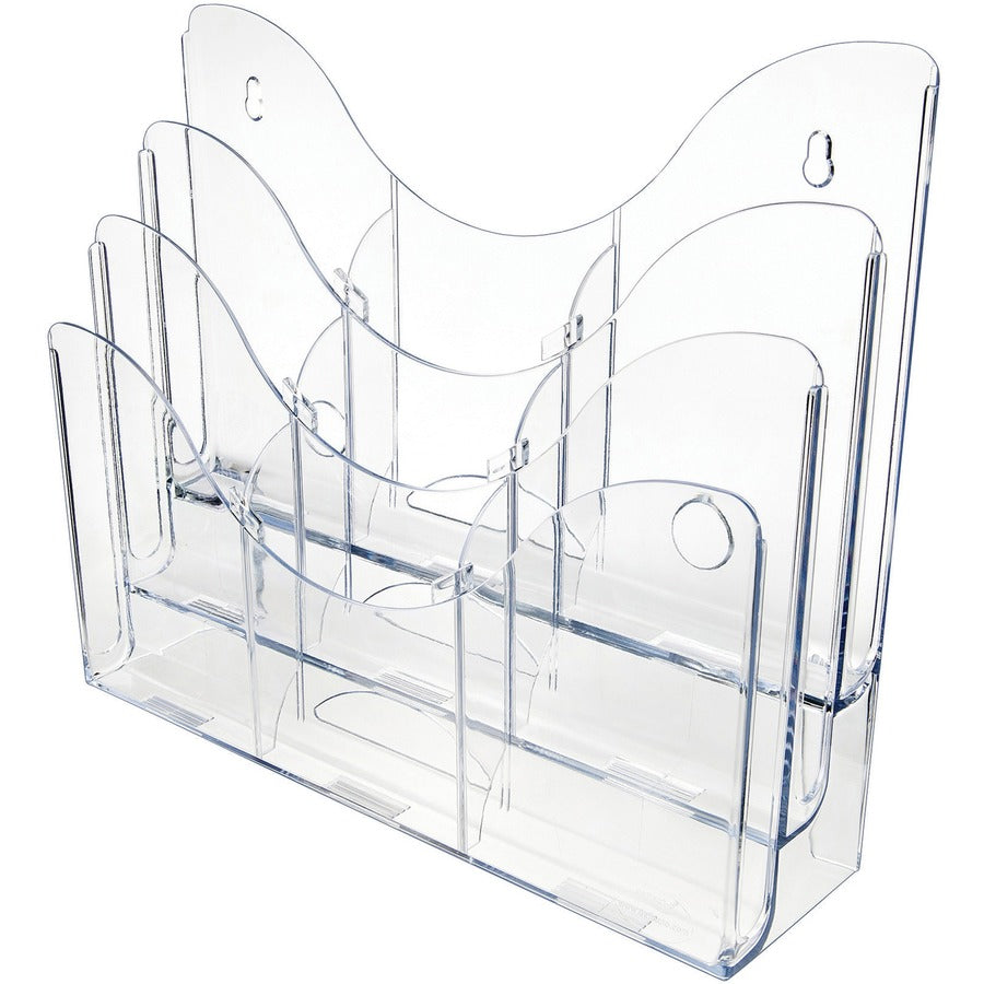 3-Tier Document Organizer w/6 Removable Dividers, 14w x 3.5d x 11.5h, Clear