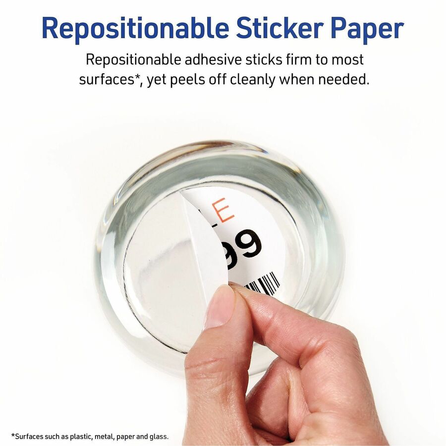 Avery Sticker Project Paper - Letter - 8 1/2" x 11" - Matte - 6 / Carton - Repositionable, Acid-free, Lignin-free, Printable - Matte White