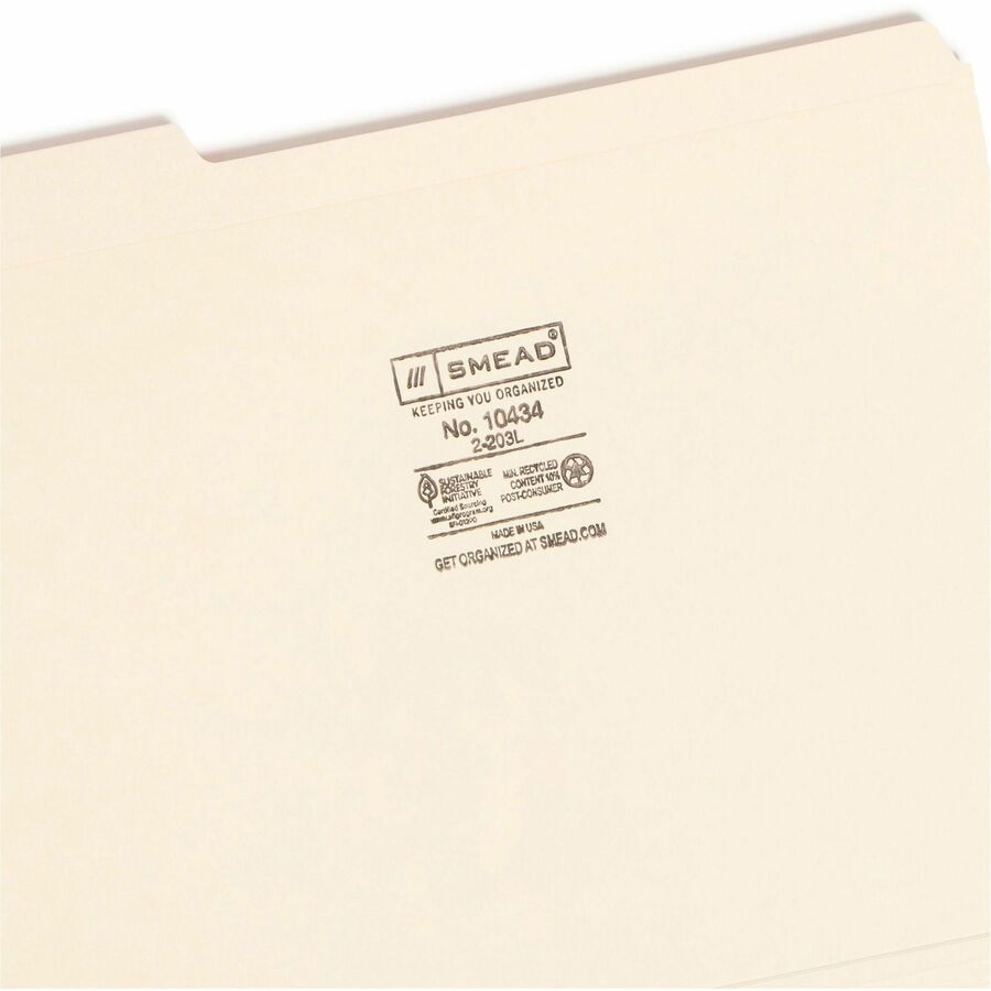 Reinforced Tab Manila File Folders, 1/3-Cut Tabs: Assorted, Letter Size, 0.75" Expansion, 14-pt Manila, 100/Box