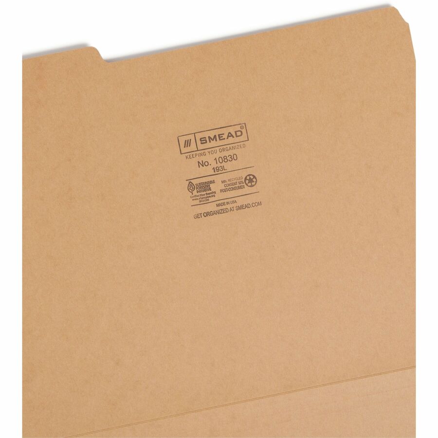 Heavyweight Kraft File Folder, 1/3-Cut Tabs: Assorted, Letter Size, 0.75" Expansion, 17-pt Kraft, Brown, 50/Box