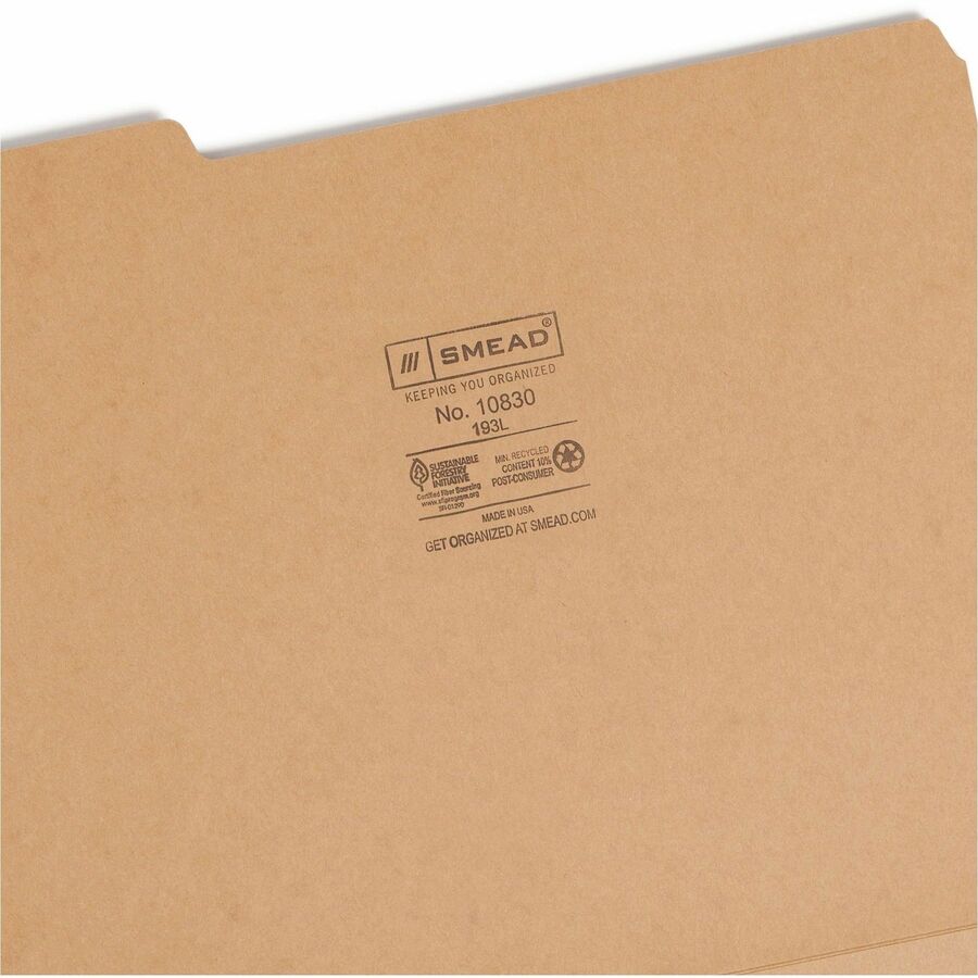 Heavyweight Kraft File Folder, 1/3-Cut Tabs: Assorted, Letter Size, 0.75" Expansion, 17-pt Kraft, Brown, 50/Box