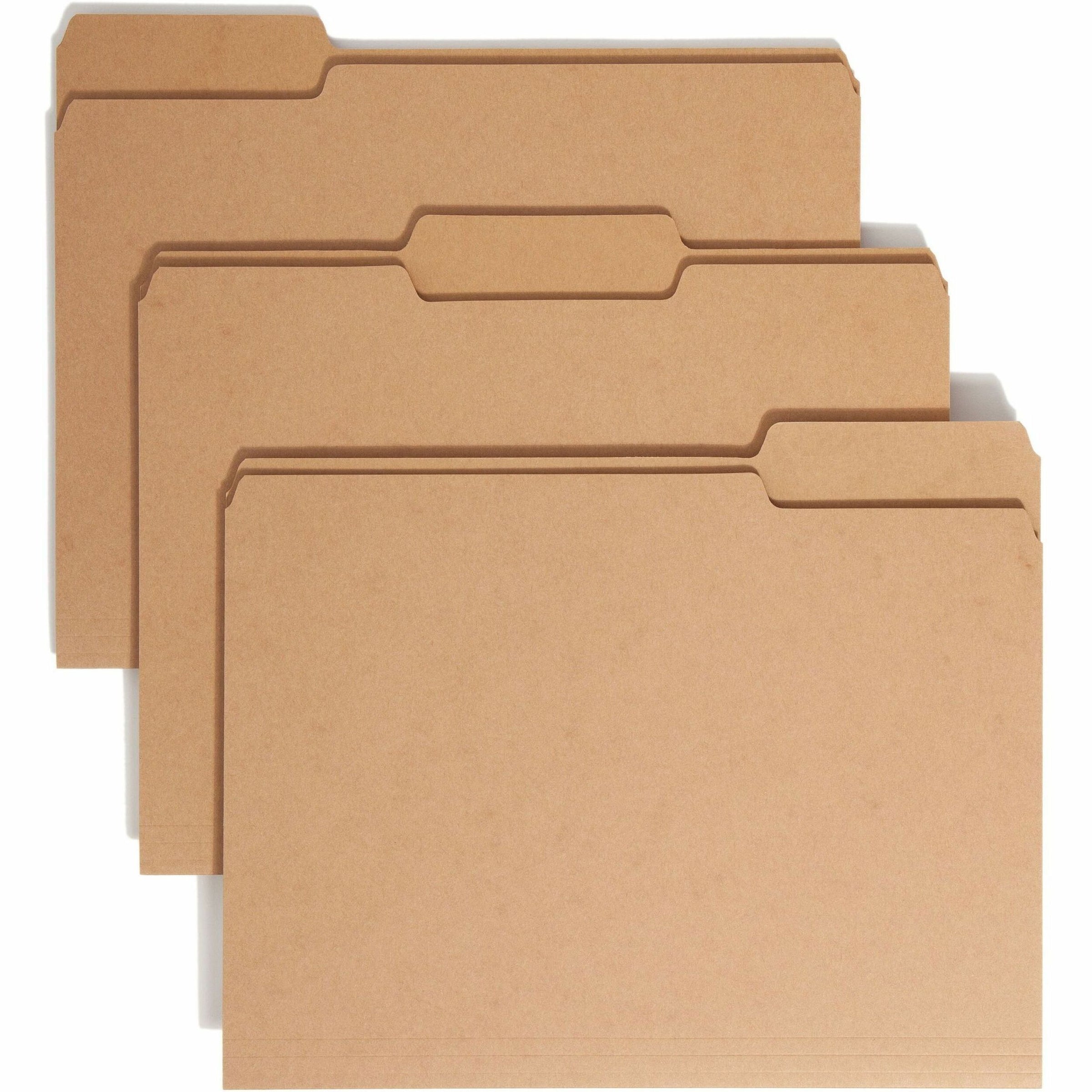 Heavyweight Kraft File Folder, 1/3-Cut Tabs: Assorted, Letter Size, 0.75" Expansion, 17-pt Kraft, Brown, 50/Box