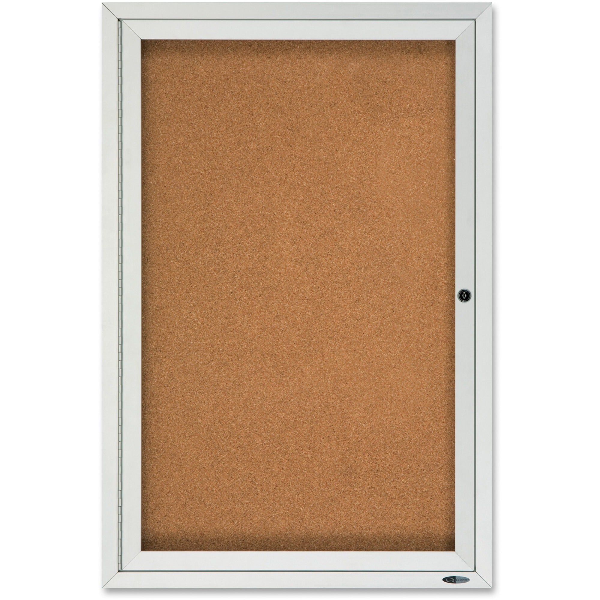 Quartet Enclosed Cork Bulletin Board for Outdoor Use - 36" Height x 24" Width - Brown Cork Surface - Hinged, Wear Resistant, Tear Resistant, Water Resistant, Shatter Proof, Acrylic Glass, Weather Resistant, Lock - Silver Aluminum Frame - 1 Each - 