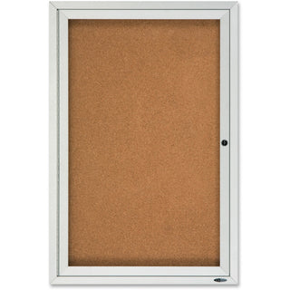 Quartet Enclosed Cork Bulletin Board for Outdoor Use - 36" Height x 24" Width - Brown Cork Surface - Hinged, Wear Resistant, Tear Resistant, Water Resistant, Shatter Proof, Acrylic Glass, Weather Resistant, Lock - Silver Aluminum Frame - 1 Each - 
