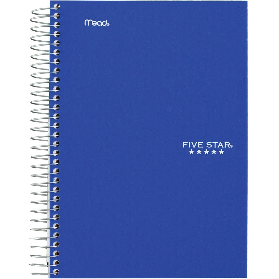 Five Star 5-Subject Notebook - Wire Bound - College Ruled - 6" x 9 1/2" - White Paper - Plastic Cover - Pocket Divider, Perforated, Subject - 1 Each