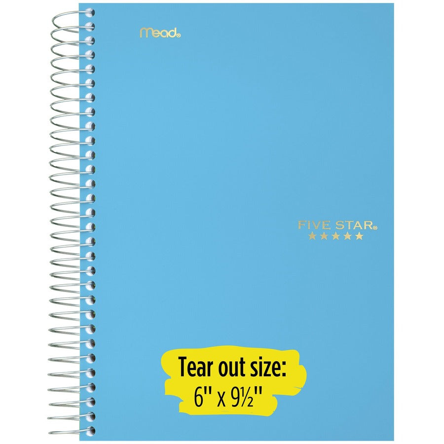 Five Star 5-Subject Notebook - Wire Bound - College Ruled - 6" x 9 1/2" - White Paper - Plastic Cover - Pocket Divider, Perforated, Subject - 1 Each