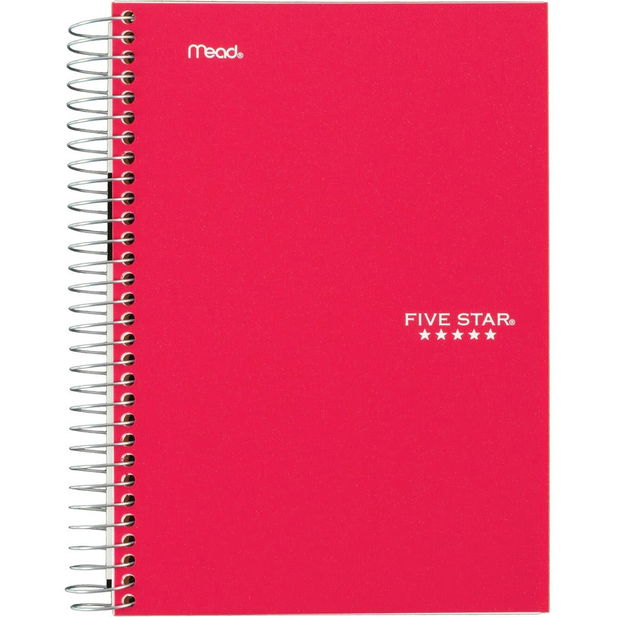 Five Star 5-Subject Notebook - Wire Bound - College Ruled - 6" x 9 1/2" - White Paper - Plastic Cover - Pocket Divider, Perforated, Subject - 1 Each
