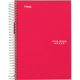 Five Star 5-Subject Notebook - Wire Bound - College Ruled - 6" x 9 1/2" - White Paper - Plastic Cover - Pocket Divider, Perforated, Subject - 1 Each