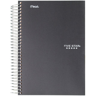 Five Star 5-Subject Notebook - Wire Bound - College Ruled - 6" x 9 1/2" - White Paper - Plastic Cover - Pocket Divider, Perforated, Subject - 1 Each