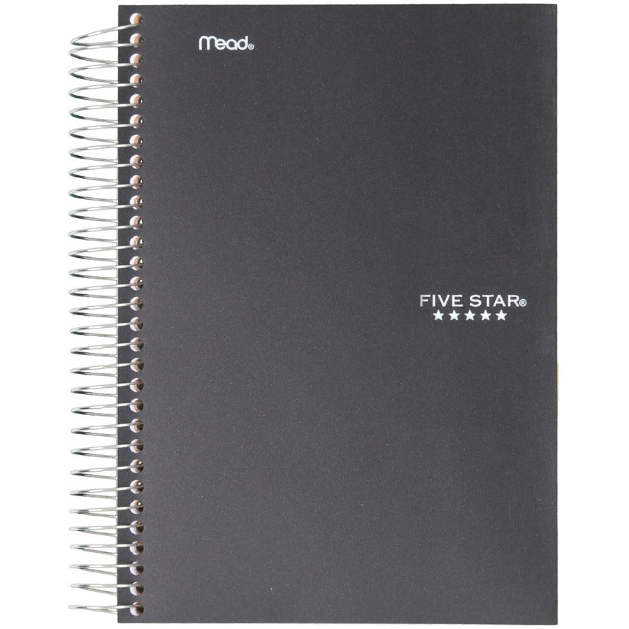 Five Star 5-Subject Notebook - Wire Bound - College Ruled - 6" x 9 1/2" - White Paper - Plastic Cover - Pocket Divider, Perforated, Subject - 1 Each - 