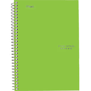 Five Star 5-Subject Notebook - Wire Bound - College Ruled - 6" x 9 1/2" - White Paper - Plastic Cover - Pocket Divider, Perforated, Subject - 1 Each