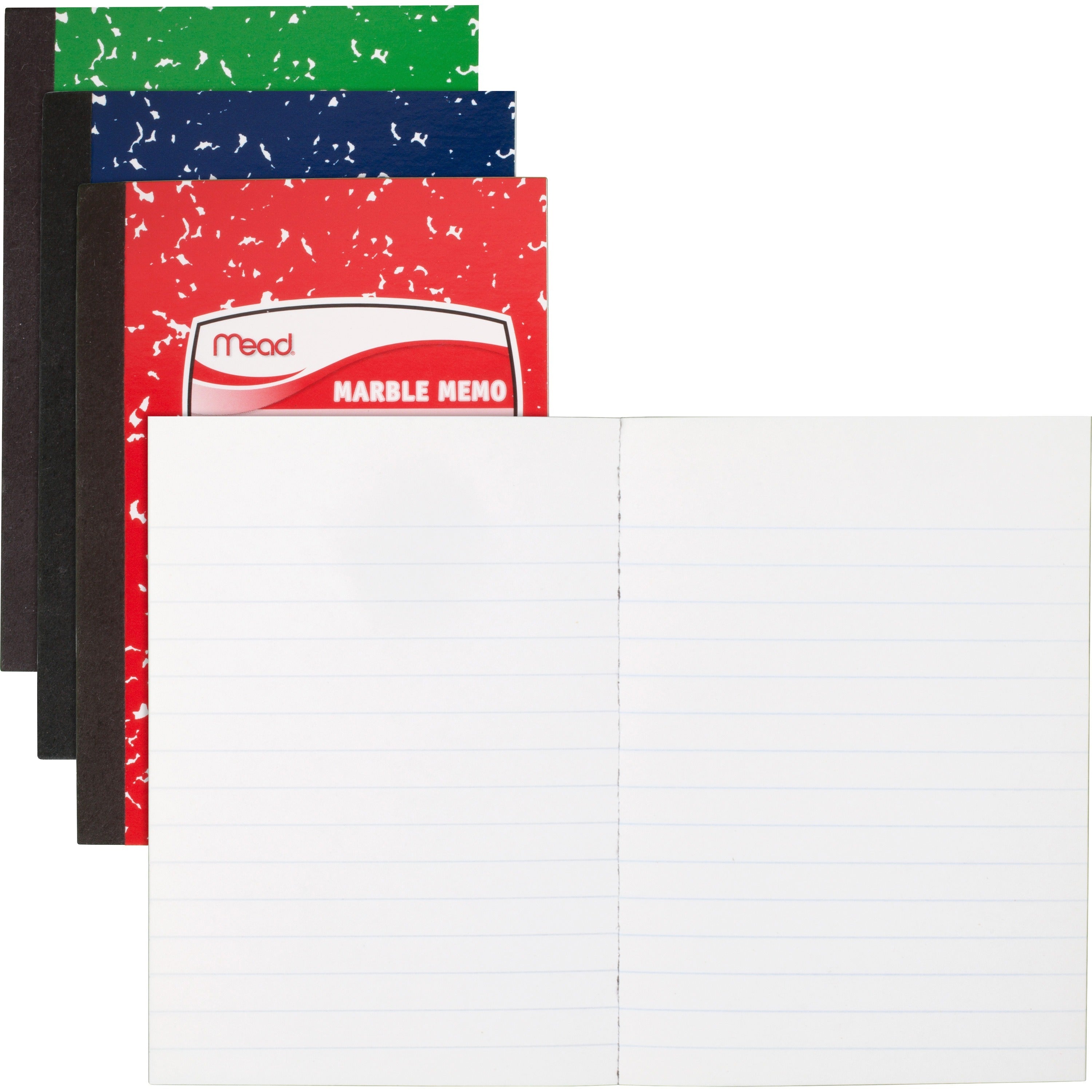mead-square-deal-colored-memo-book-80-sheets-tape-bound-3-1-2-x-4-1-2-assorted-marble-cover-1-each_mea45417 - 1