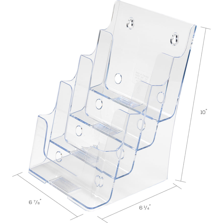 4-Compartment DocuHolder, Booklet Size, 6.88w x 6.25d x 10h, Clear
