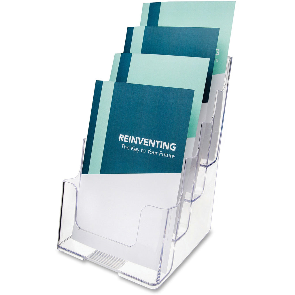 4-Compartment DocuHolder, Booklet Size, 6.88w x 6.25d x 10h, Clear